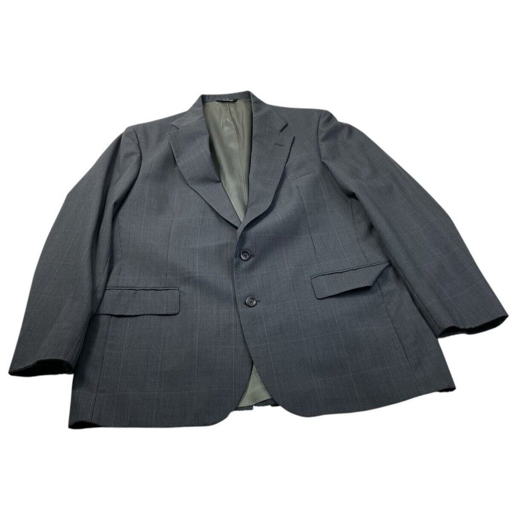 Ralph Lauren Chaps Men 44R ? Blazer 100% Virgin Wool Windowpane Union Made USA